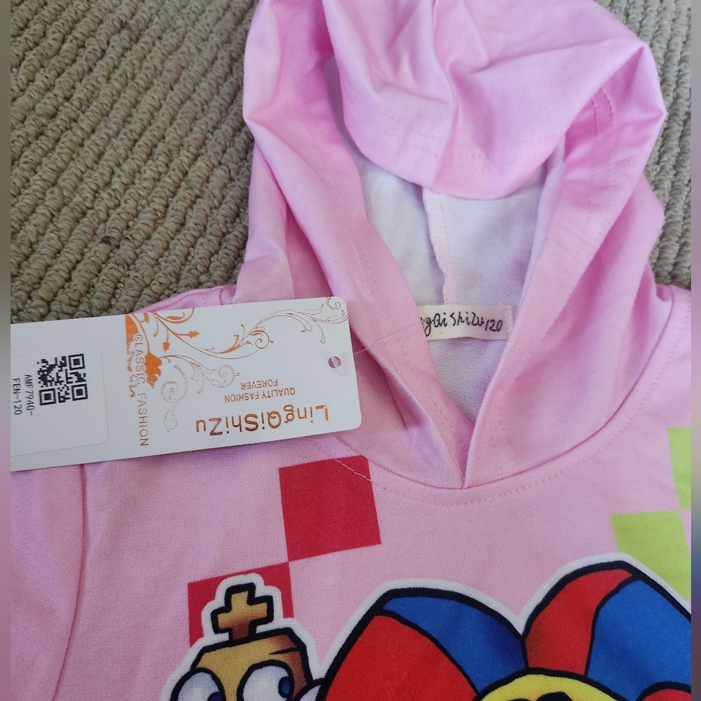 Pink Kid's Amazing Digital Circus Hoodie With Pocket Girls - Picture 6 of 8